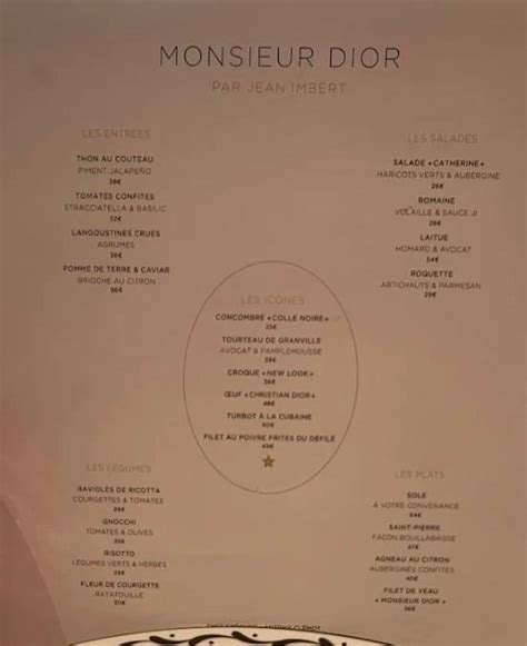 dior sale paris|dior restaurant paris menu.